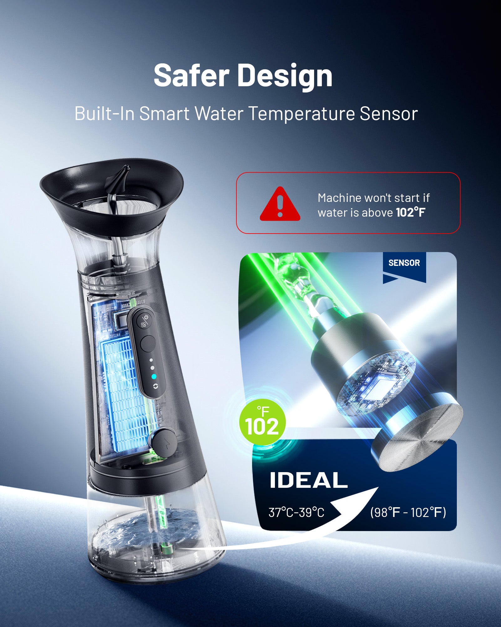 Ear Wax Removal with One-Piece Waste Tank, FSA-HSA-Eligible, Water Powered Ear Cleaner, Electric Ear Cleaning Kit with Water Temperature Sensor, Ear Irrigation Flushing System, Black