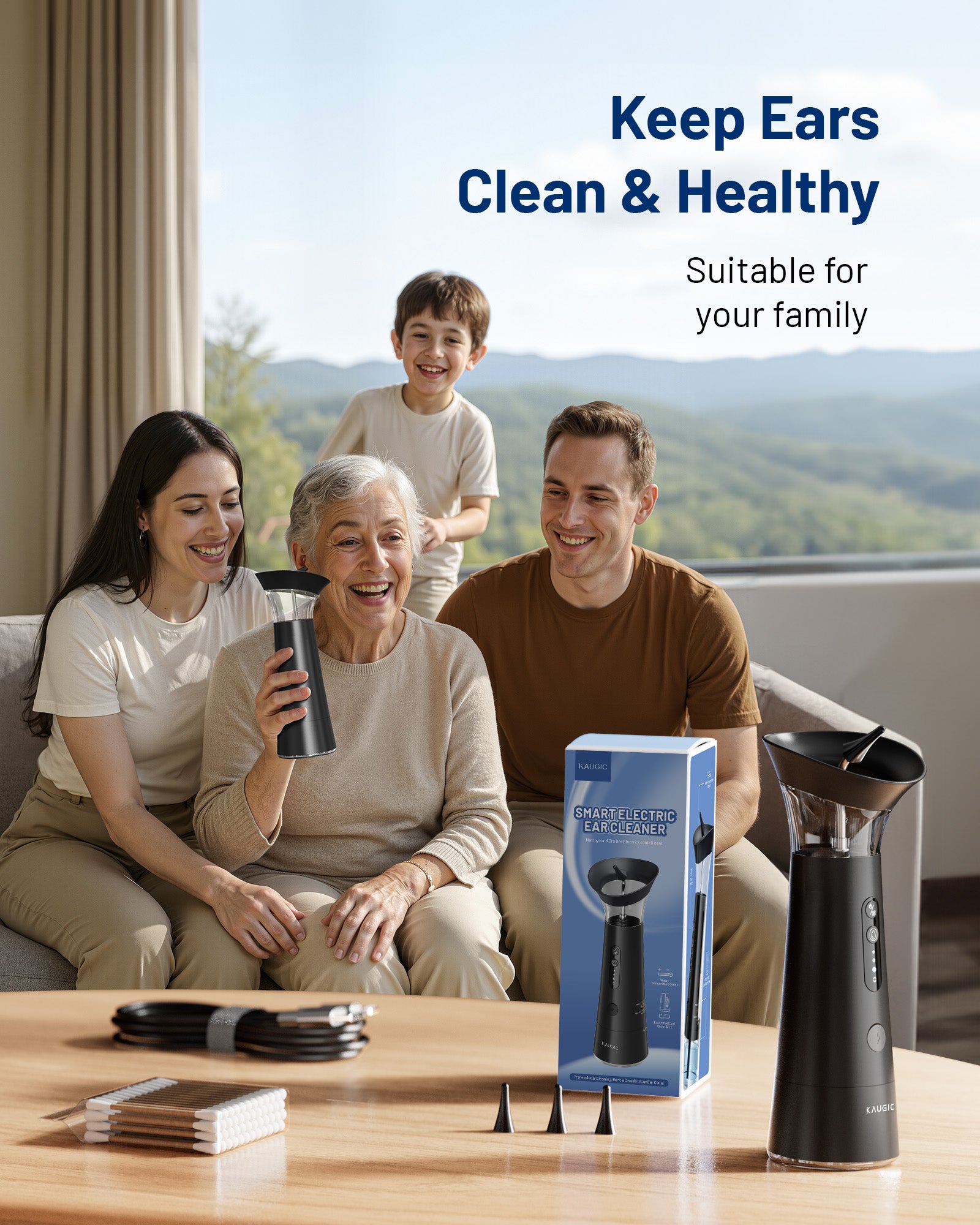 Ear Wax Removal with One-Piece Waste Tank, FSA-HSA-Eligible, Water Powered Ear Cleaner, Electric Ear Cleaning Kit with Water Temperature Sensor, Ear Irrigation Flushing System, Black